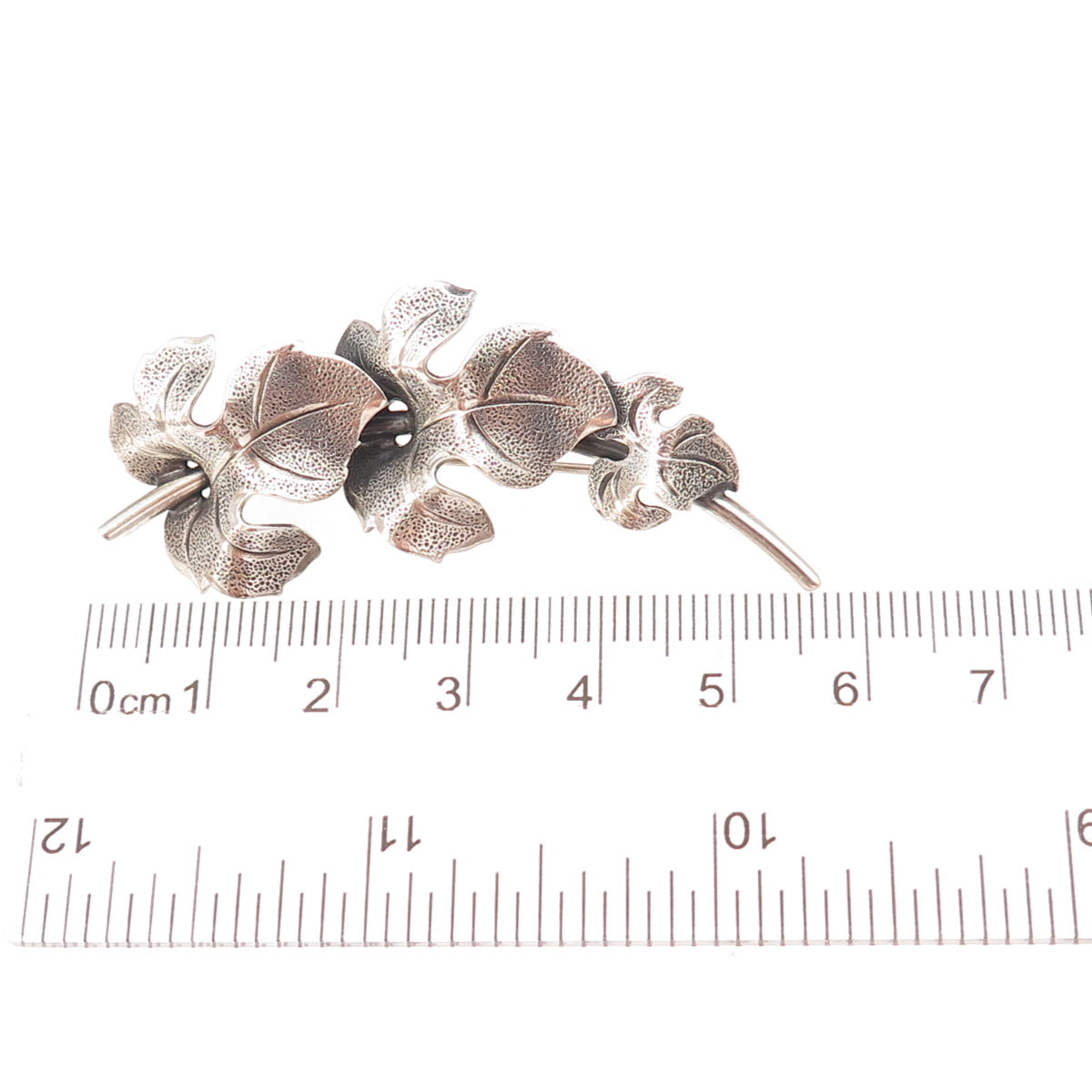 Beau 925 Sterling Silver Antique Art Deco Floral Oxidized Pin Brooch