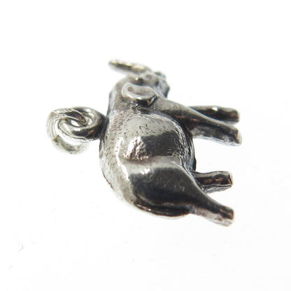 925 Sterling Silver Antique Art Deco Elephant Minimalist Charm Pendant