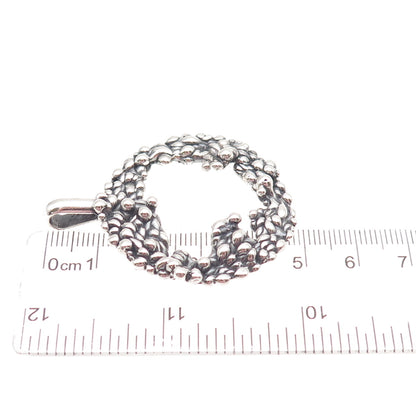 925 Sterling Silver Vintage Modernist Nugget Circle Oxidized Pendant