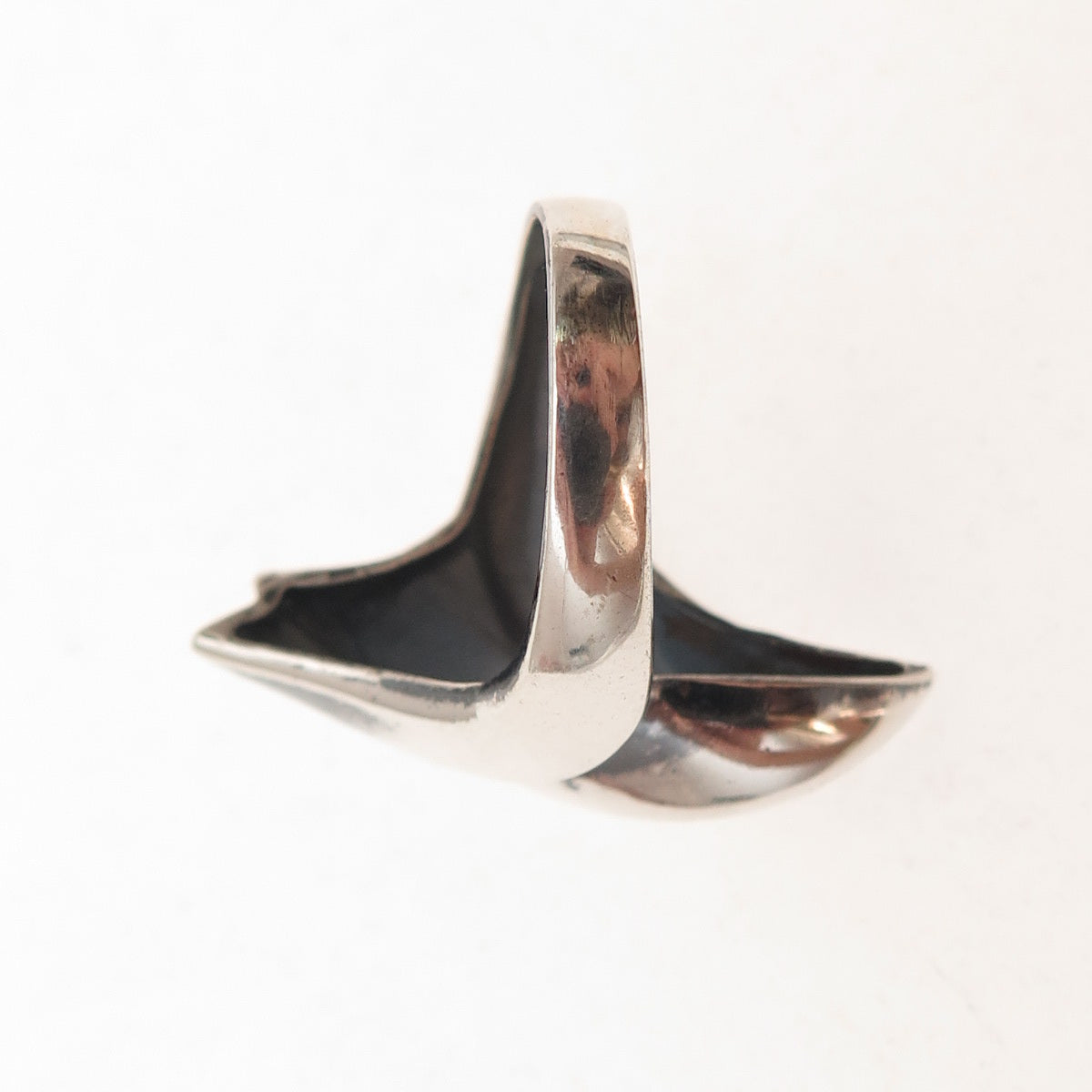 925 Sterling Silver Vintage Modernist Bypass Oxidized Ring Size 4.75