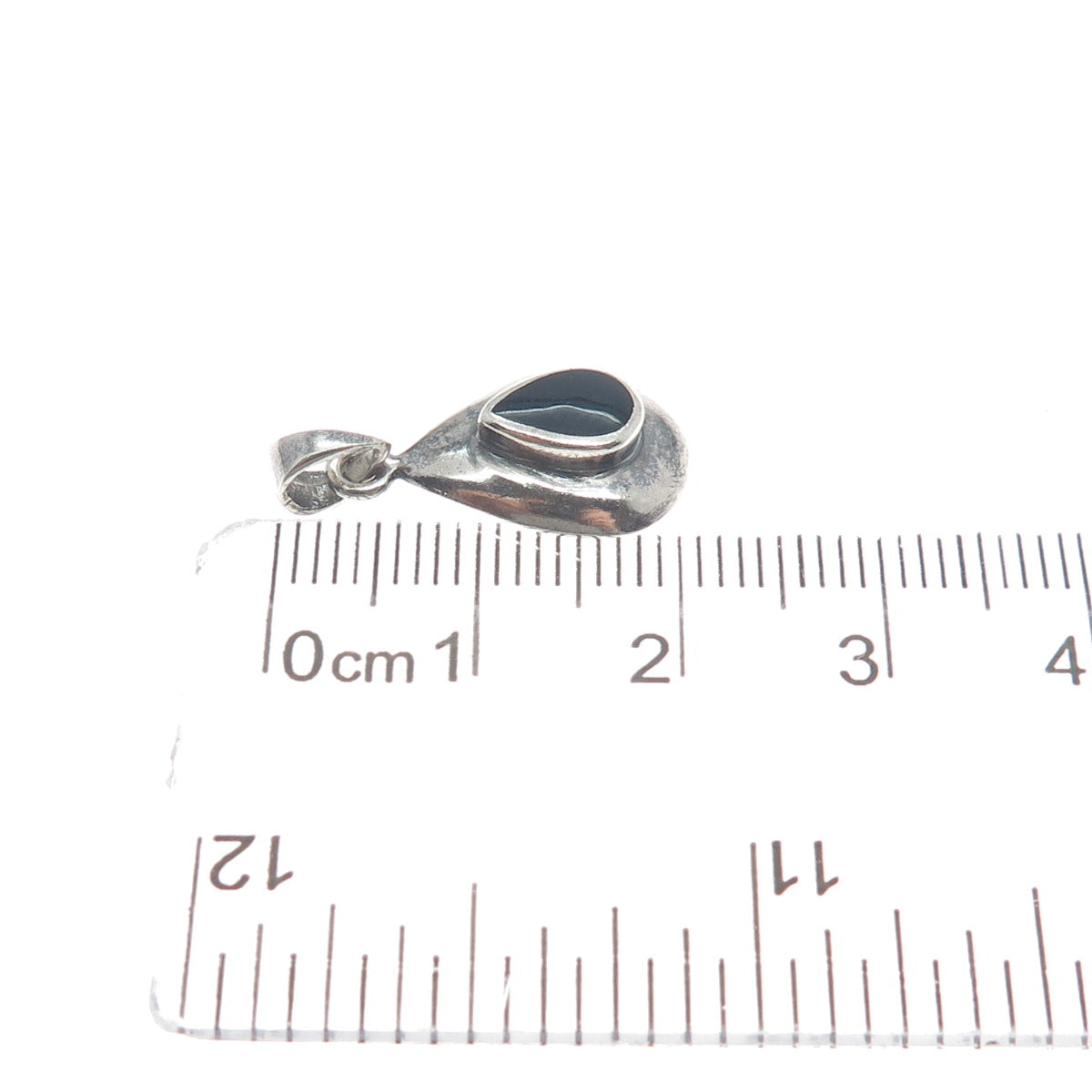 CHARLES WINSTON Sterling Silver Vintage Black Onyx Oxidized Minimalist Pendant