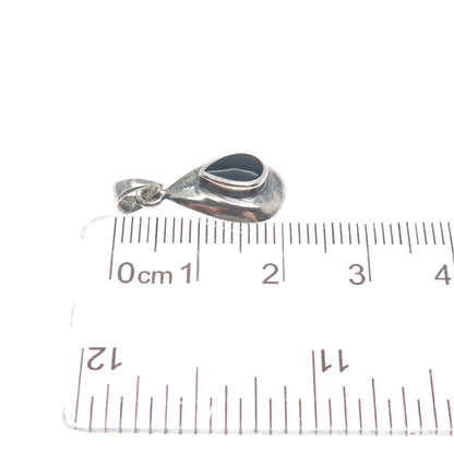 CHARLES WINSTON Sterling Silver Vintage Black Onyx Oxidized Minimalist Pendant