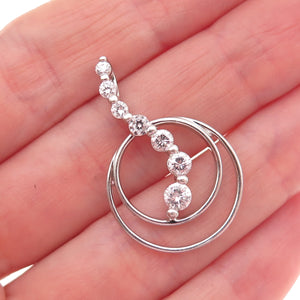 925 Sterling Silver Graduated Round-Cut C Z Charm Pendant