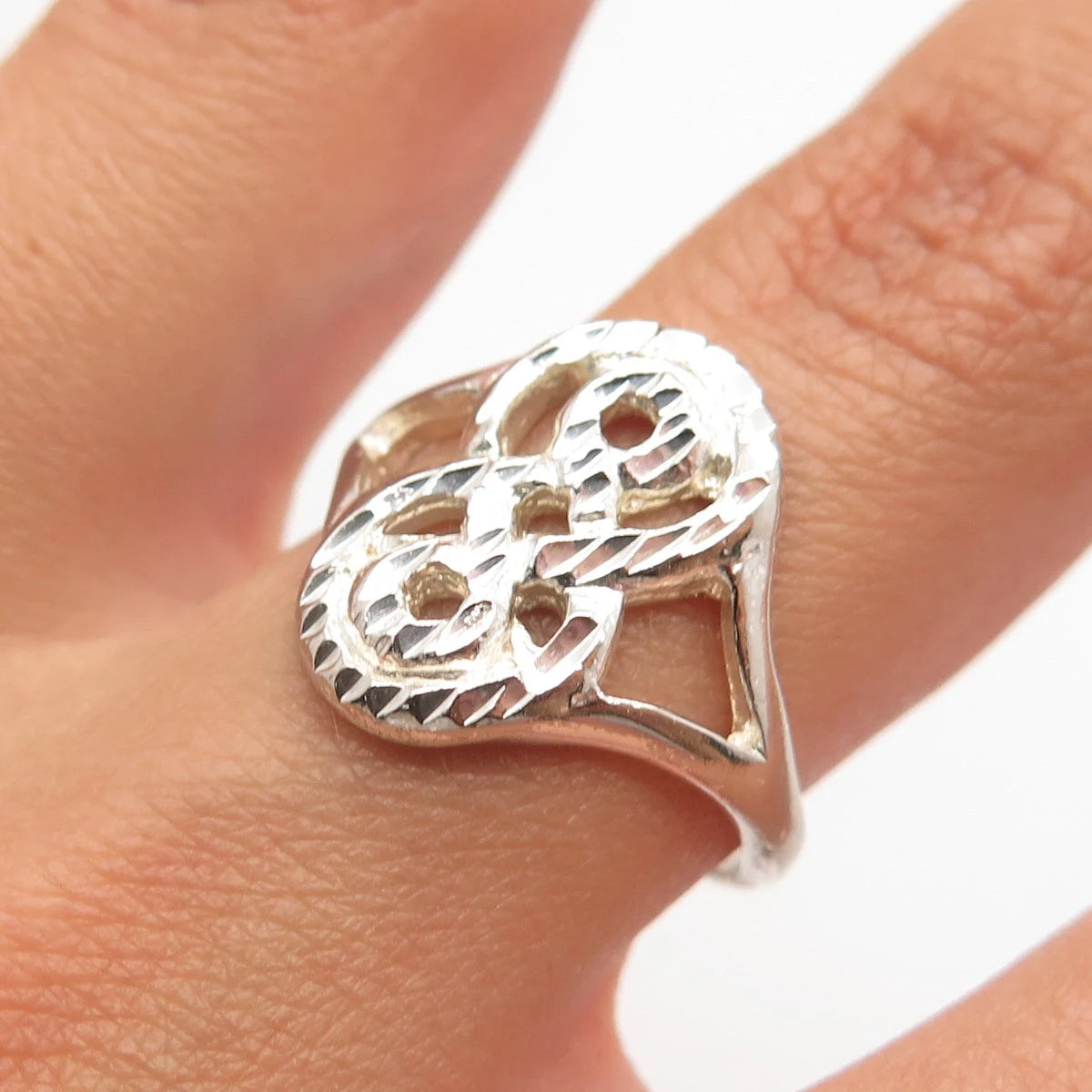 925 Sterling Silver Vintage Modernist Ring Size 7