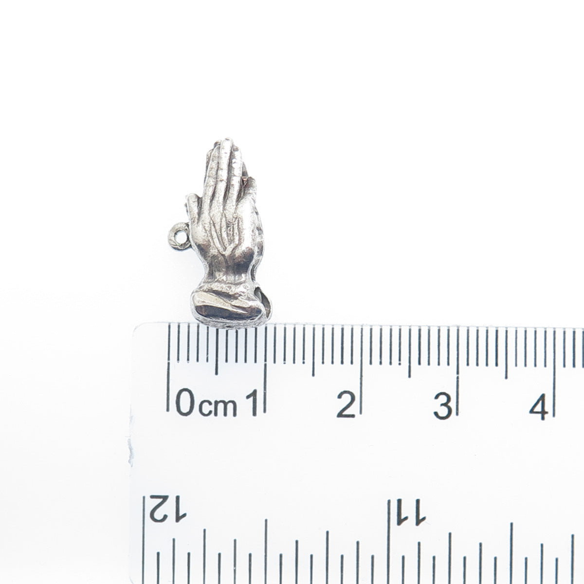 HAYWARD 925 Sterling Antique Stanhope Prayer Hands Oxidized Minimalist Pendant