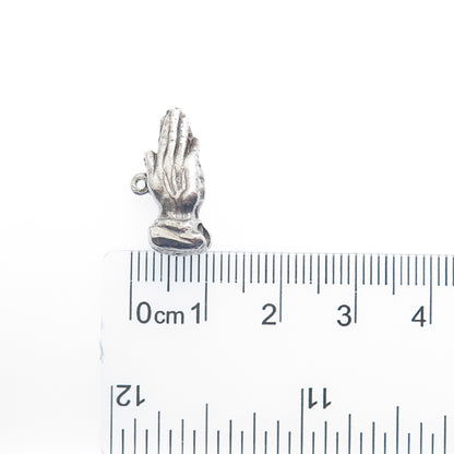 HAYWARD 925 Sterling Antique Stanhope Prayer Hands Oxidized Minimalist Pendant
