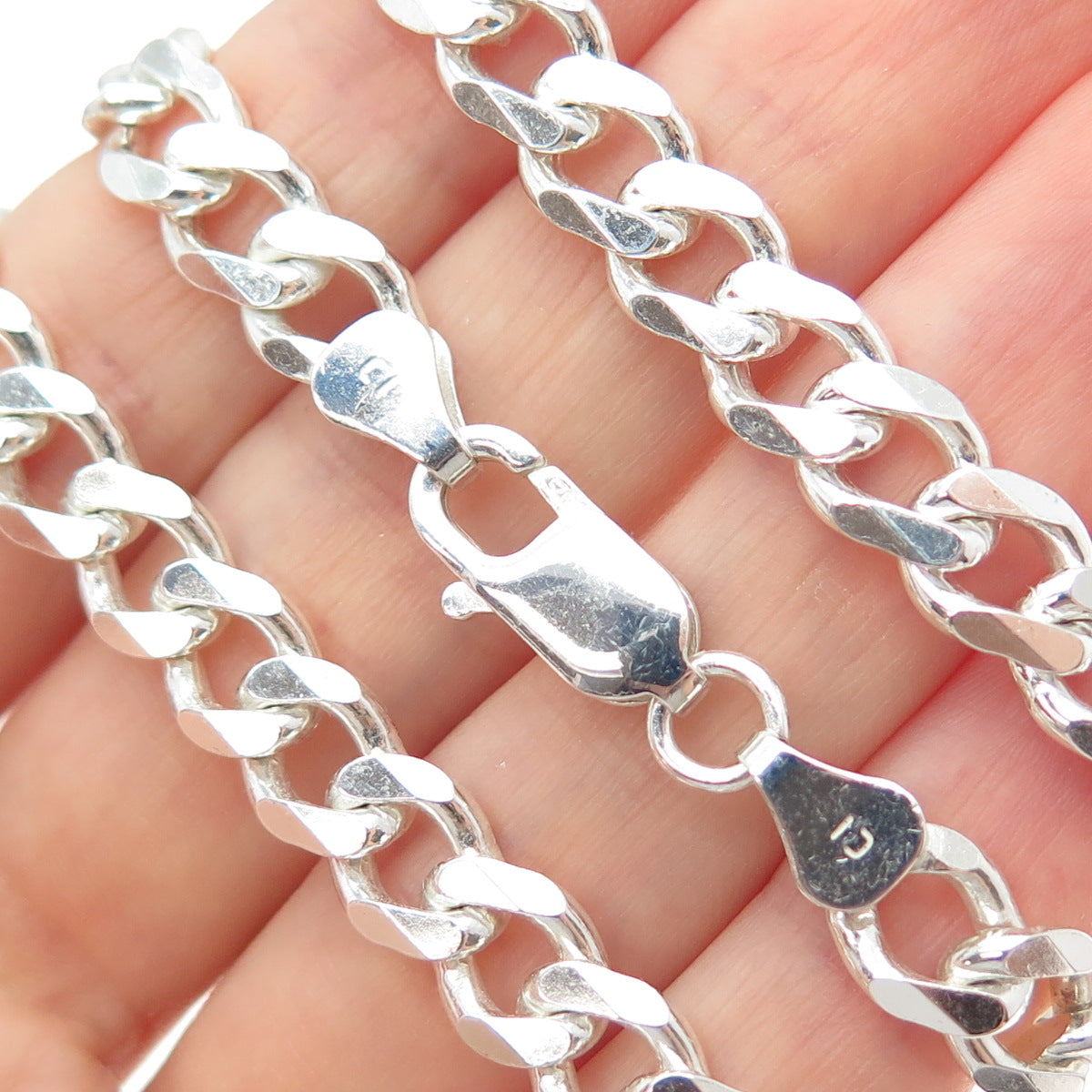 925 Sterling Silver Vintage Italy Curb Chain Necklace 22"