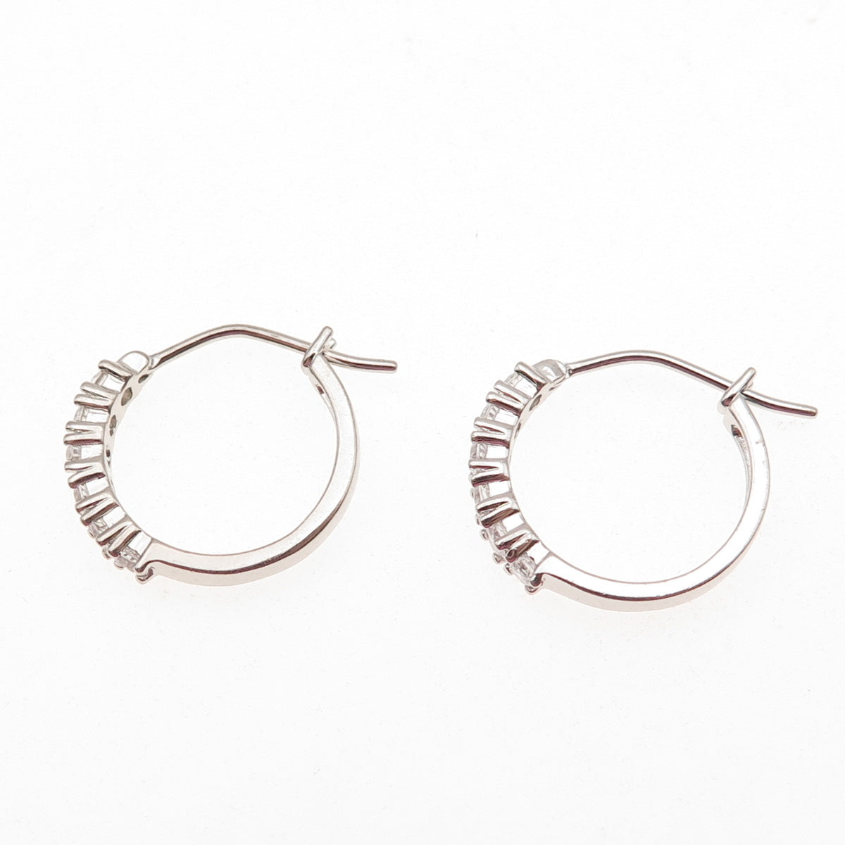 Sai 925 Sterling Silver Round-Cut C Z Hoop Earrings