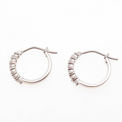 Sai 925 Sterling Silver Round-Cut C Z Hoop Earrings