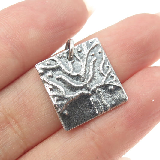 999 Silver Vintage Modernist Tree Oxidized Pendant