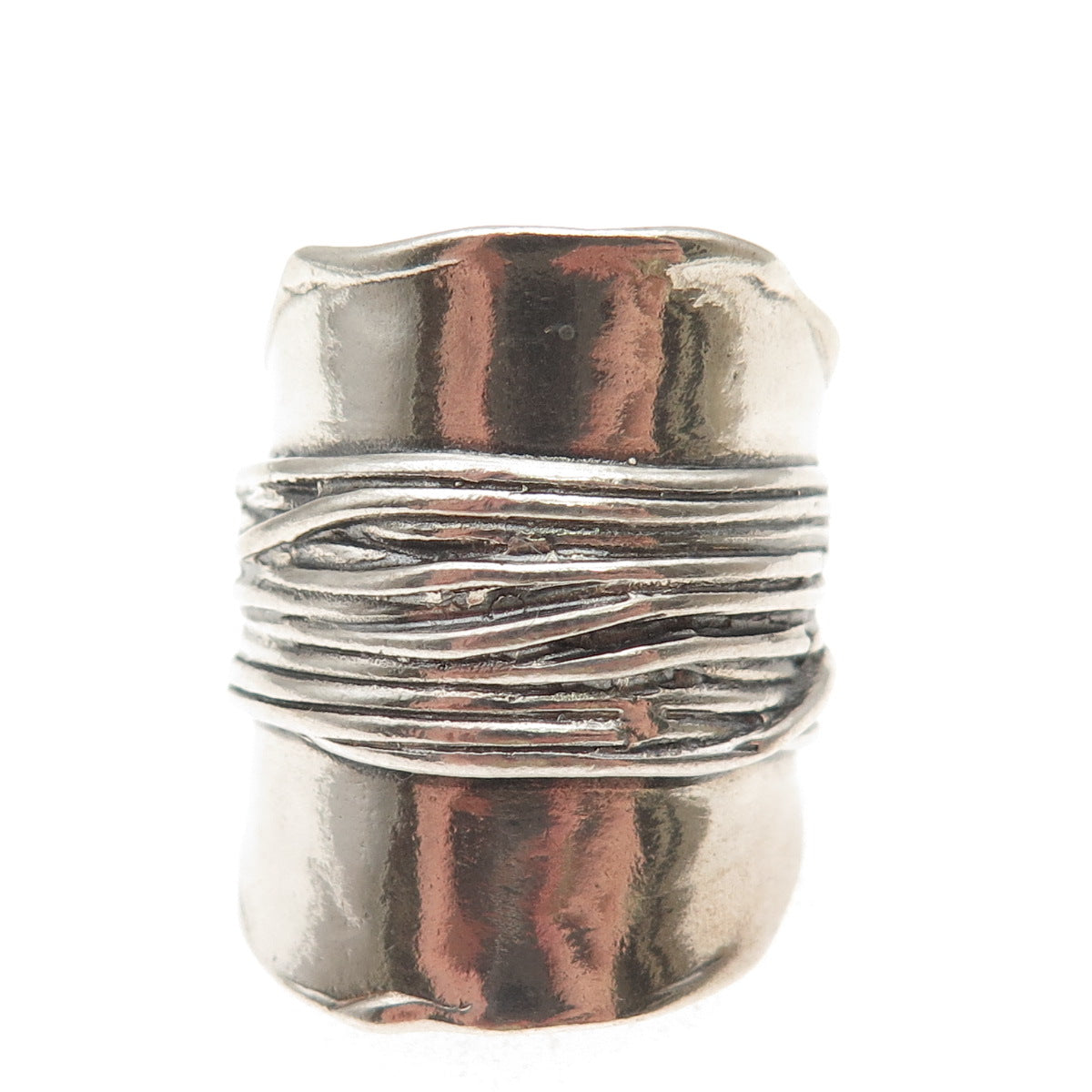 925 Sterling Silver Vintage Israel Modernist Oxidized Ring Size 8.5