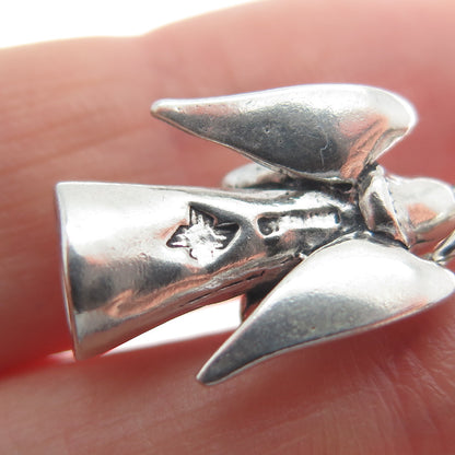 SUN WEST 925 Sterling Silver Vintage Praying Angel 3D Pendant