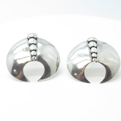 925 Sterling Silver Vintage Modernist Horn Beaded Earrings