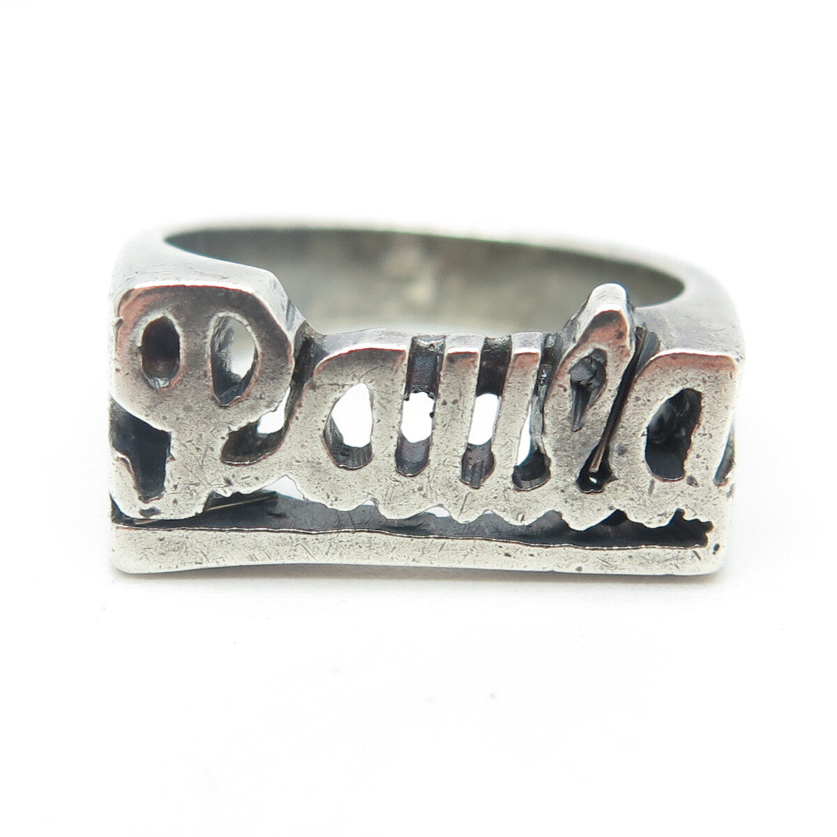 925 Sterling Silver Vintage "Paula" Name Ring Size 8.75