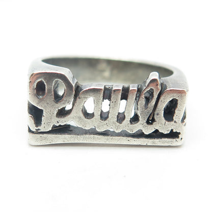 925 Sterling Silver Vintage "Paula" Name Ring Size 8.75
