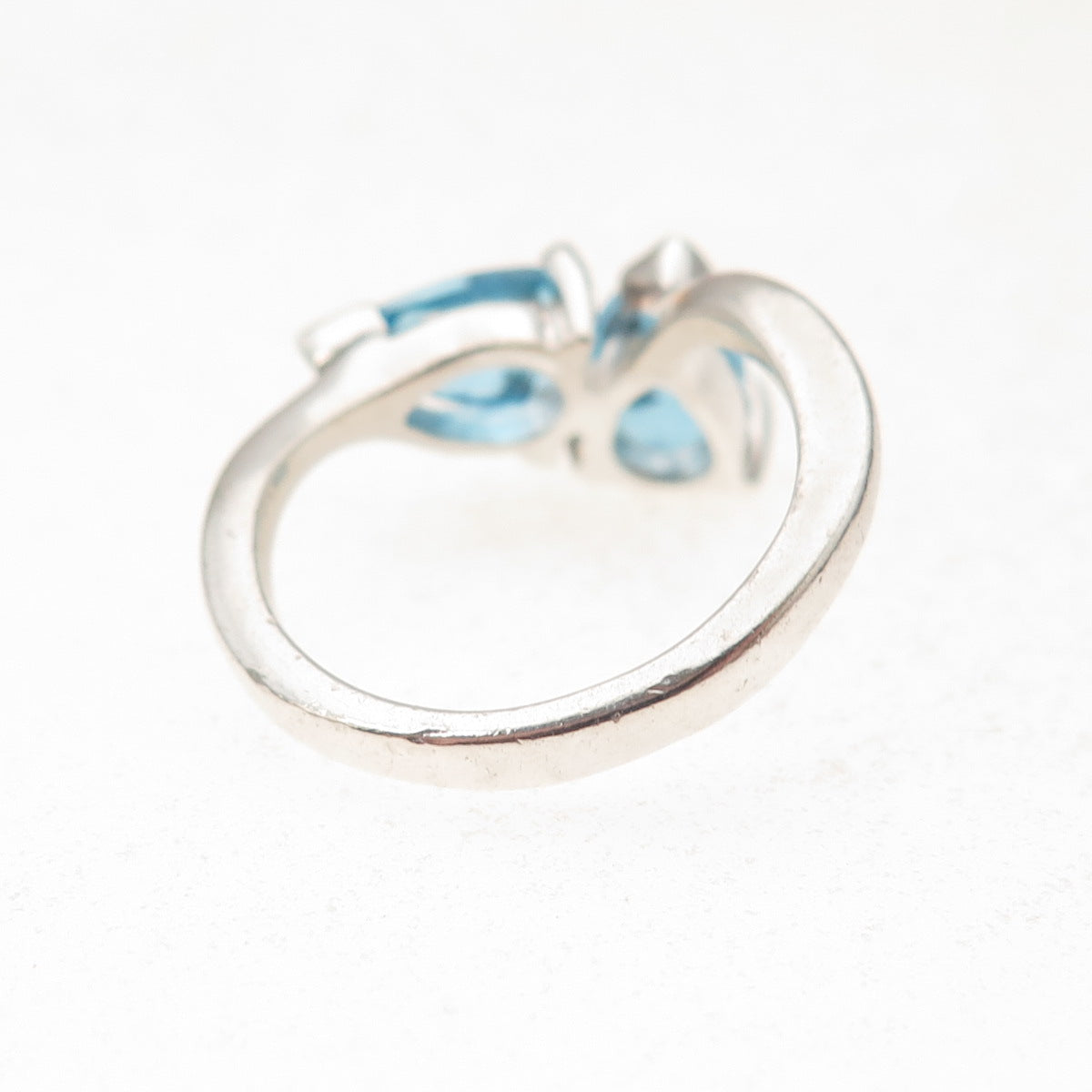 RJ Graziano 925 Sterling Silver Vintage Real Pear-Cut Blue Topaz Ring Size 6