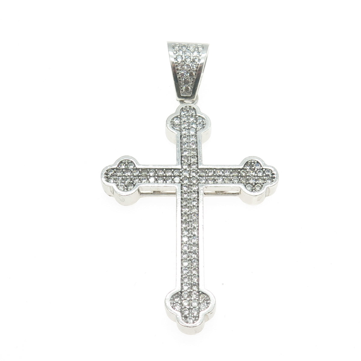 925 Sterling Silver Pave C Z Cross Pendant