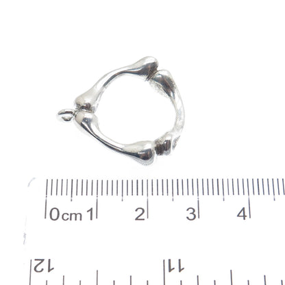 925 Sterling Silver Vintage Bone / Bamboo Modernist Pendant