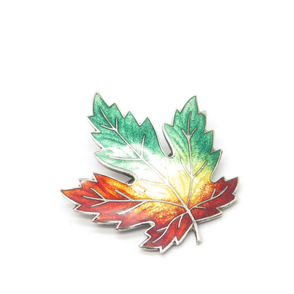 925 Sterling Silver Vintage Enamel Canadian Maple Leaf Pin Brooch