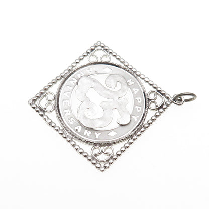 MARC MERCY 925 Sterling Silver Vintage Happy 25 Anniversary Charm Pendant