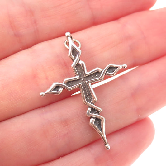 Sunwest 925 Sterling Silver Vintage Cross Oxidized Charm Pendant
