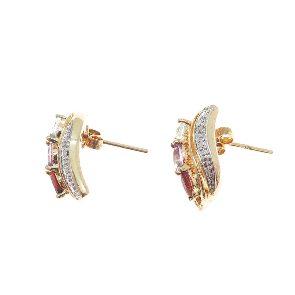 RSE ROBERT SEEMAN Sterling Gold Plated Real Diamond Accent & Multi-Gem Earrings