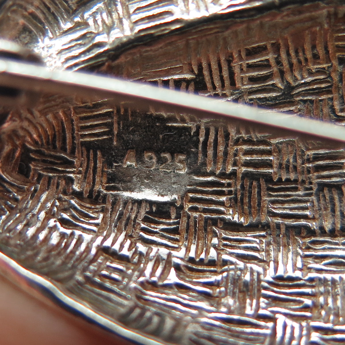 925 Sterling Silver Vintage Modernist Floral Leaf Oxidized Pin Brooch