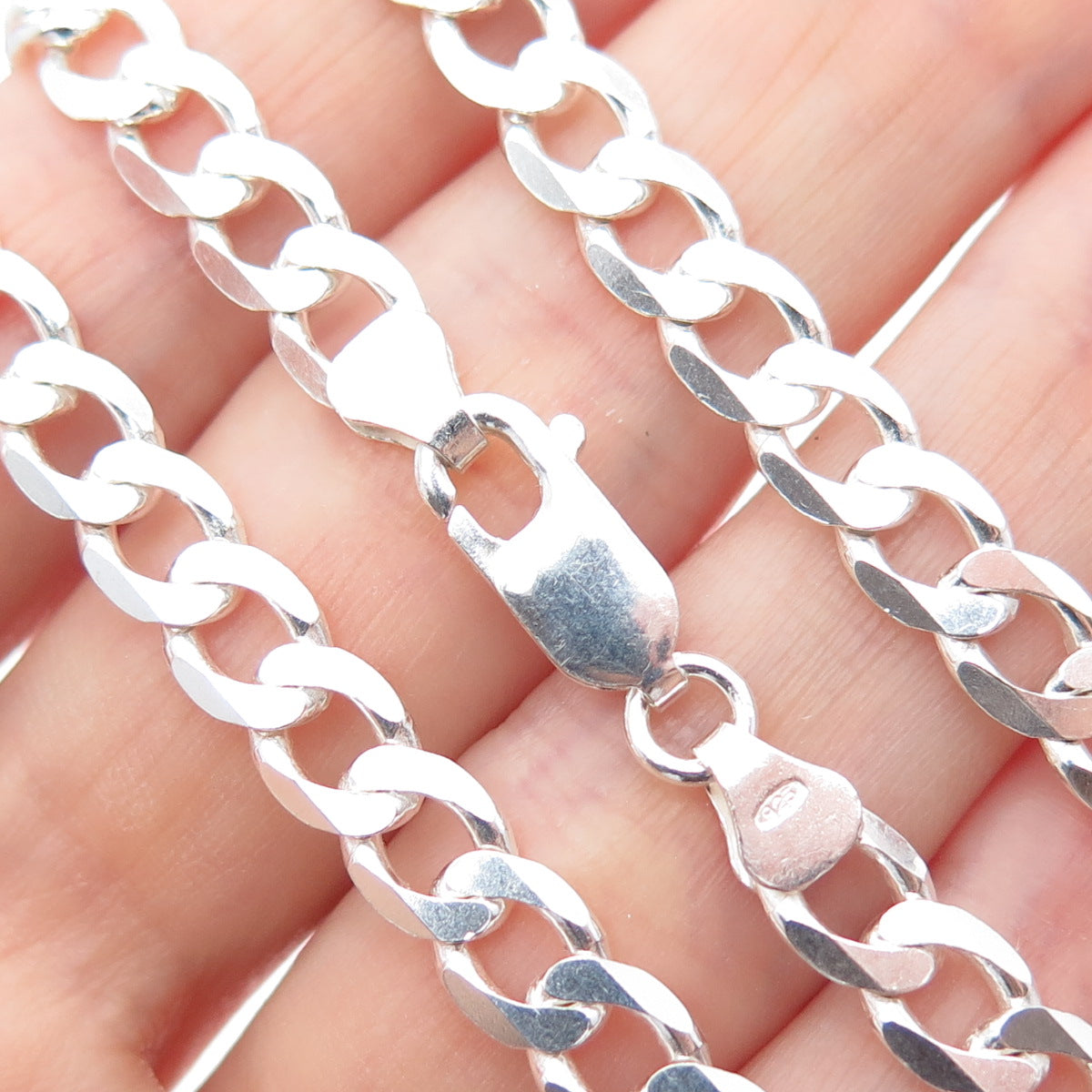 925 Sterling Silver Vintage Italy Curb Chain Necklace 24"