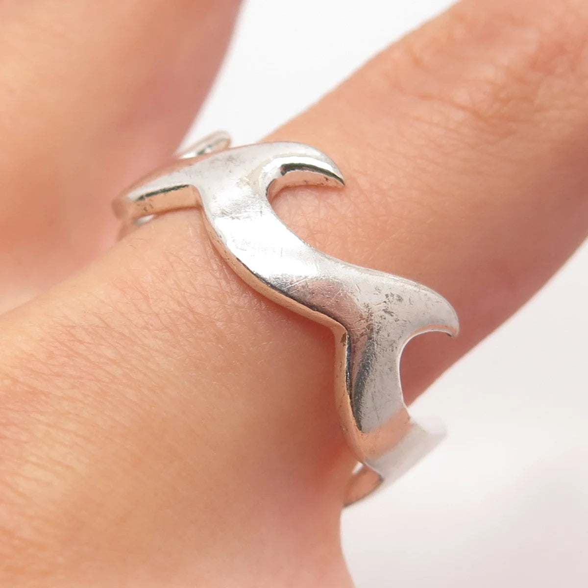 925 Sterling Silver Vintage Fire Band Ring Size 9.75