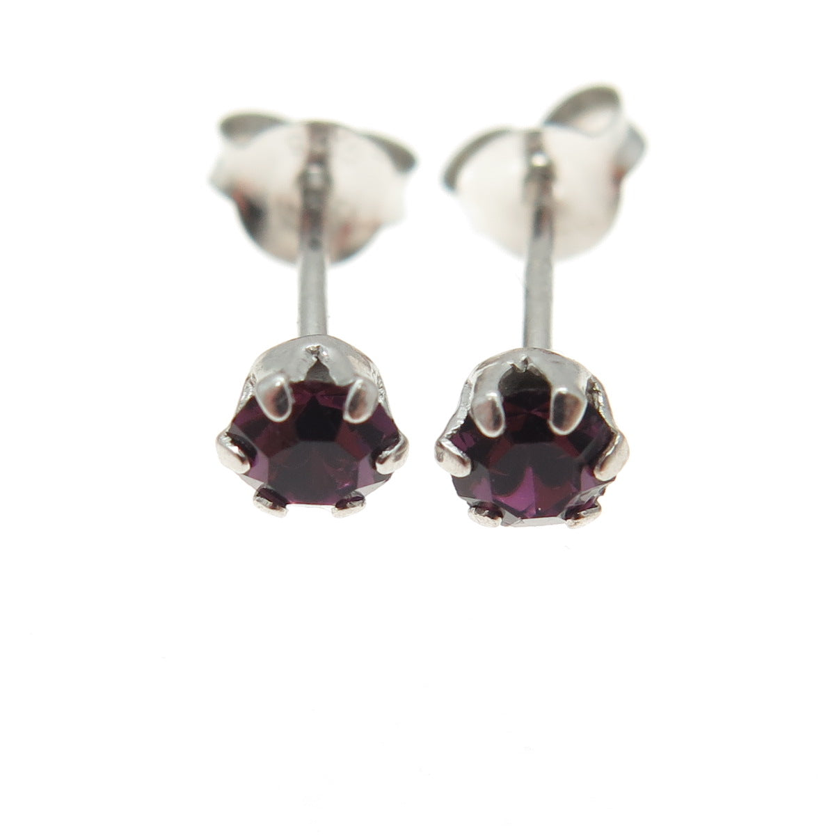 925 Sterling Silver Purple Rhinestone Stud Earrings