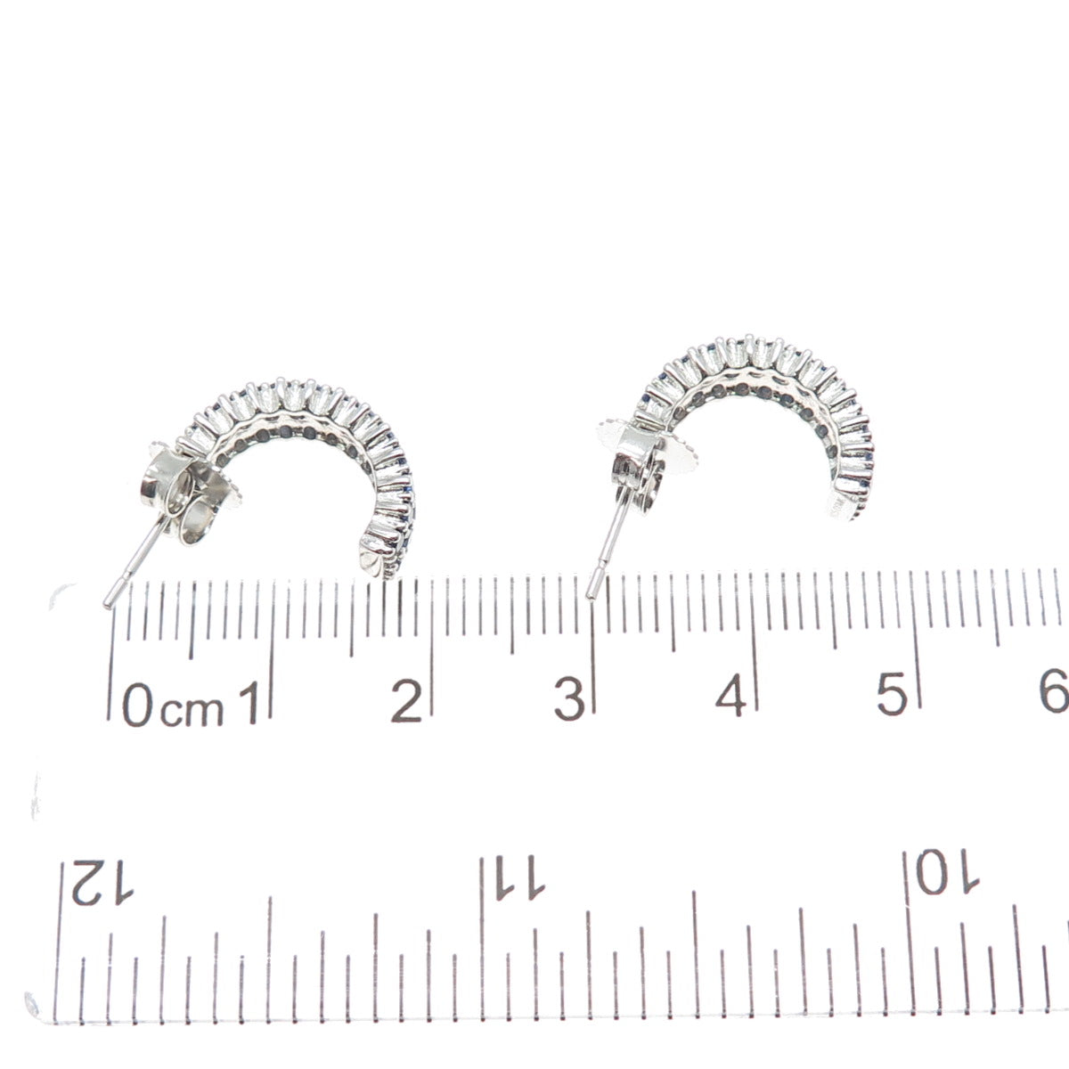 DSMK 925 Sterling Silver Round-Cut Blue C Z Half Hoop Earrings