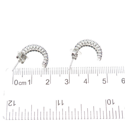 DSMK 925 Sterling Silver Round-Cut Blue C Z Half Hoop Earrings