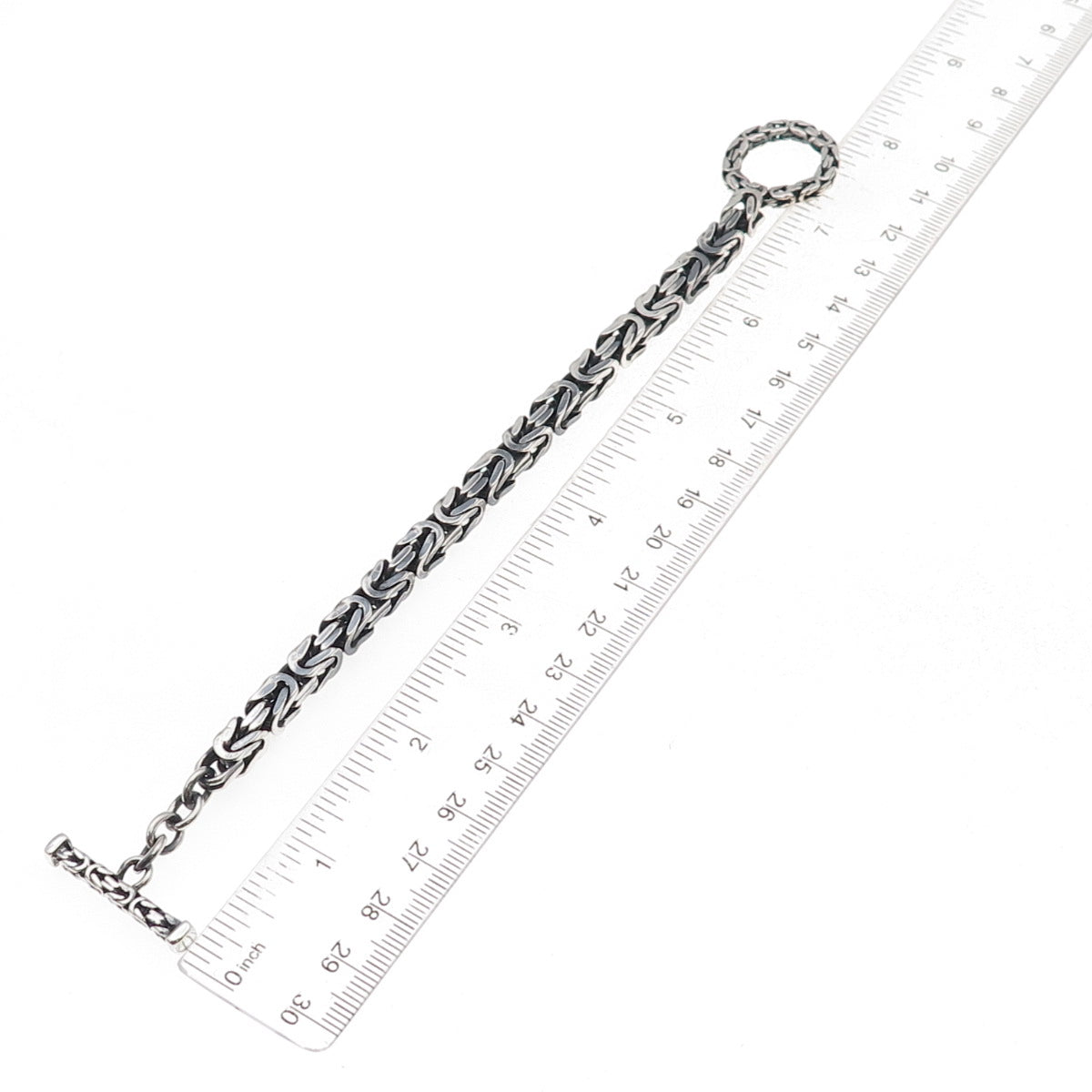 925 Sterling Silver Vintage Italy Byzantine Link Bracelet 6.75"