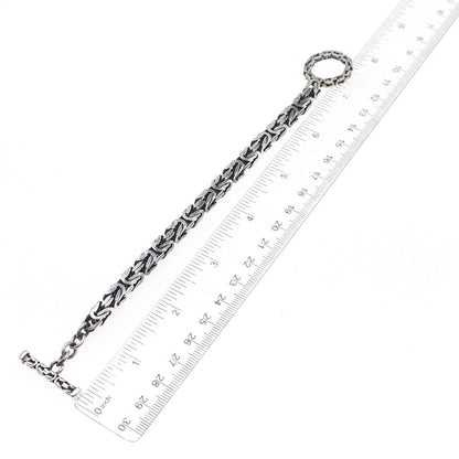 925 Sterling Silver Vintage Italy Byzantine Link Bracelet 6.75"