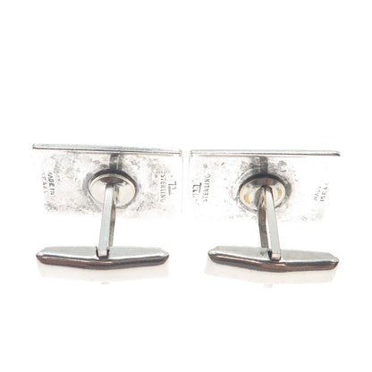 925 Sterling Silver Vintage Israel Modernist Flower Oxidized Cufflinks