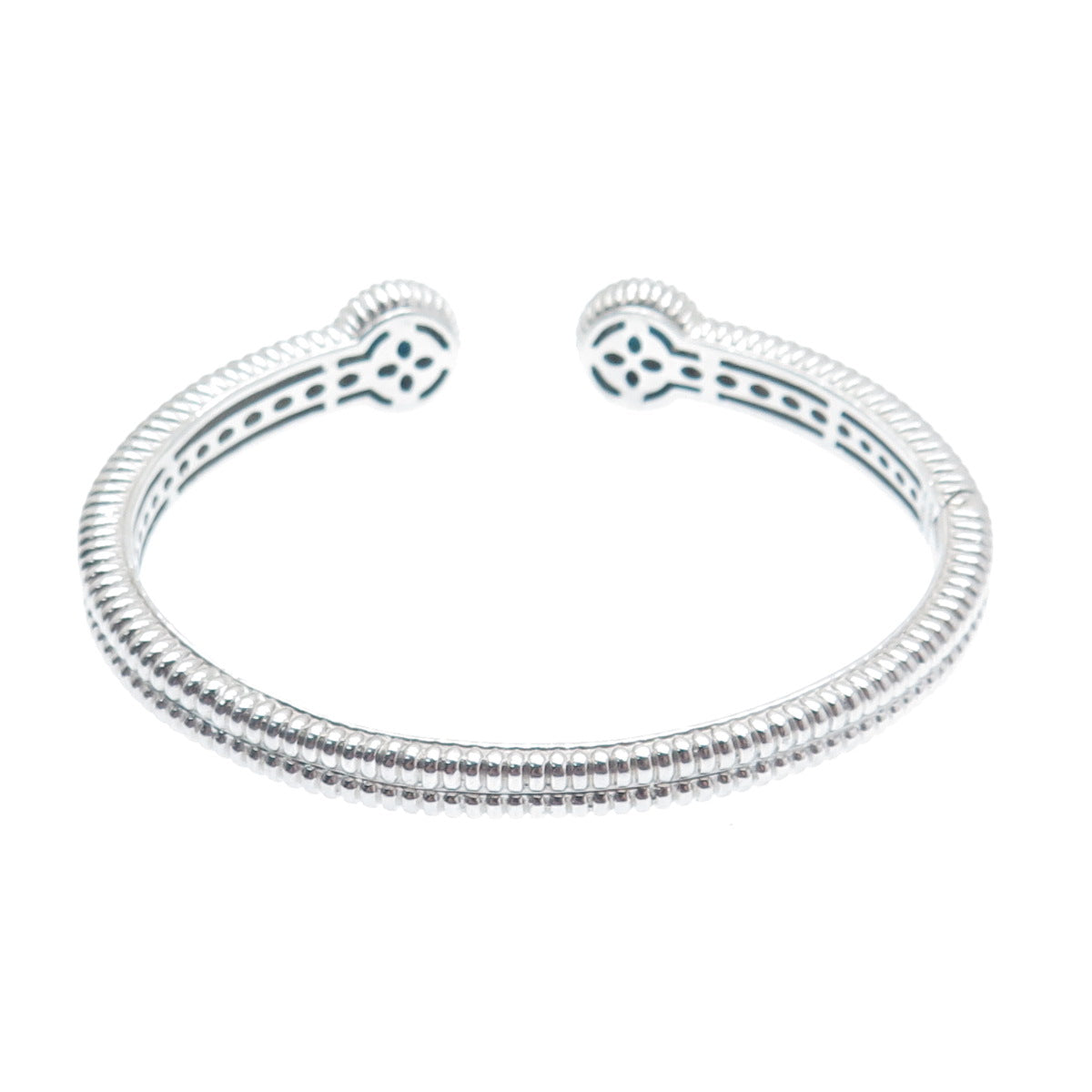 925 Sterling Silver Real Sleeping Beauty Turquoise Gem Ribbed Cuff Bracelet 7.5"