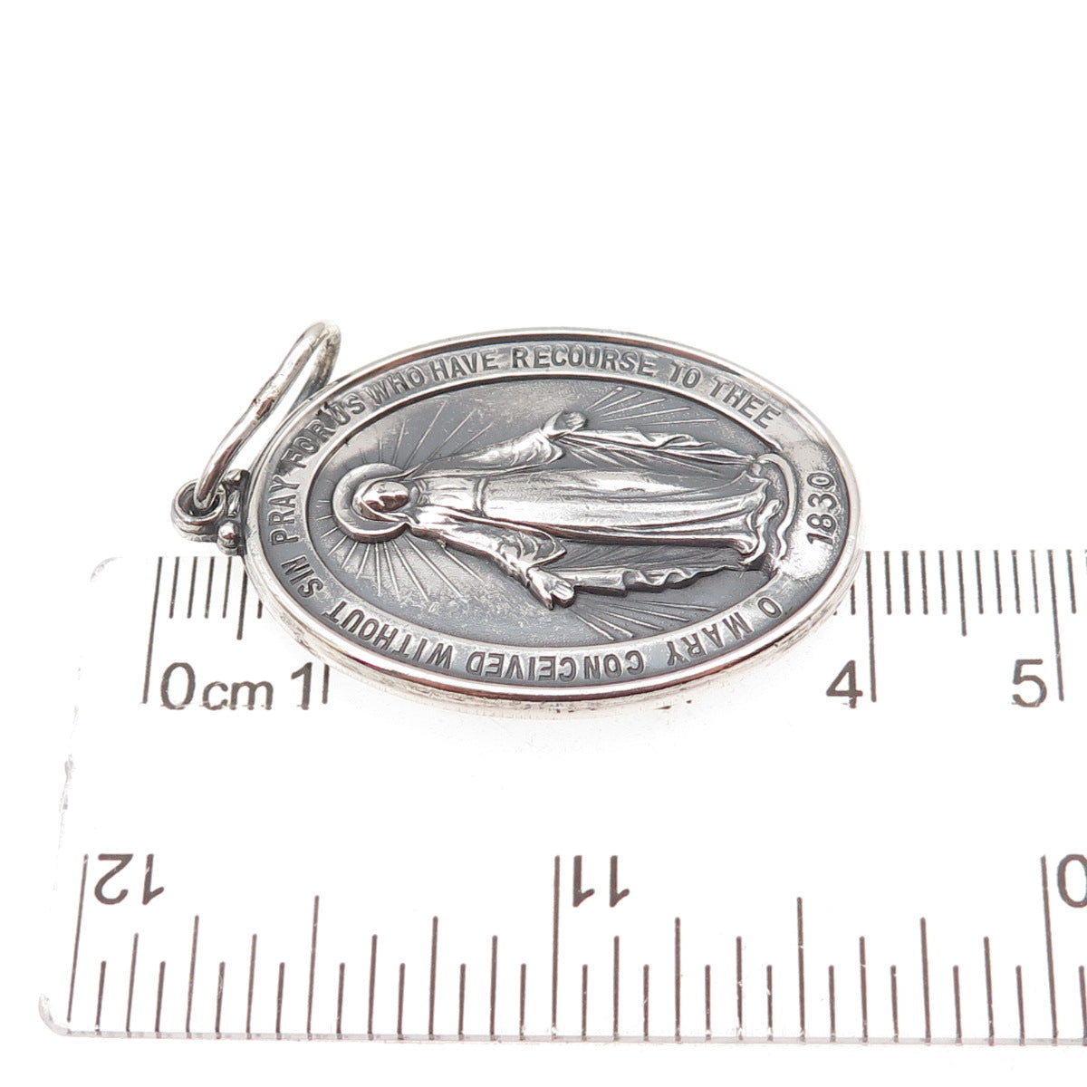 Rand & Paseka 925 Sterling Silver Vintage St. Mary Miraculous Oxidized Pendant