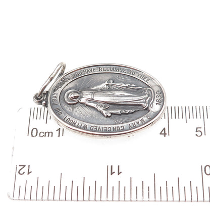 Rand & Paseka 925 Sterling Silver Vintage St. Mary Miraculous Oxidized Pendant