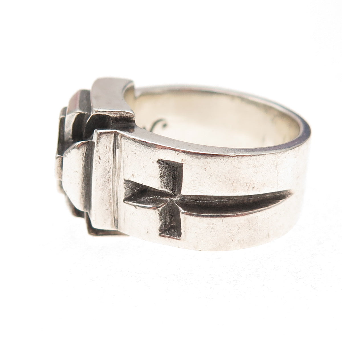 King Baby 925 Sterling Silver Vintage Gothic Cross Oxidized Ring Size 9