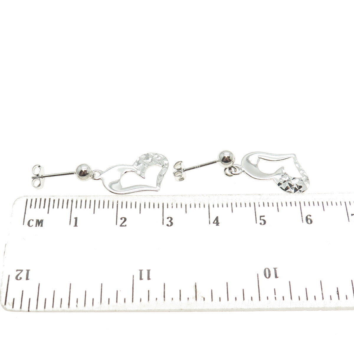 925 Sterling Silver Diamond-Cut Heart Dangle Earrings