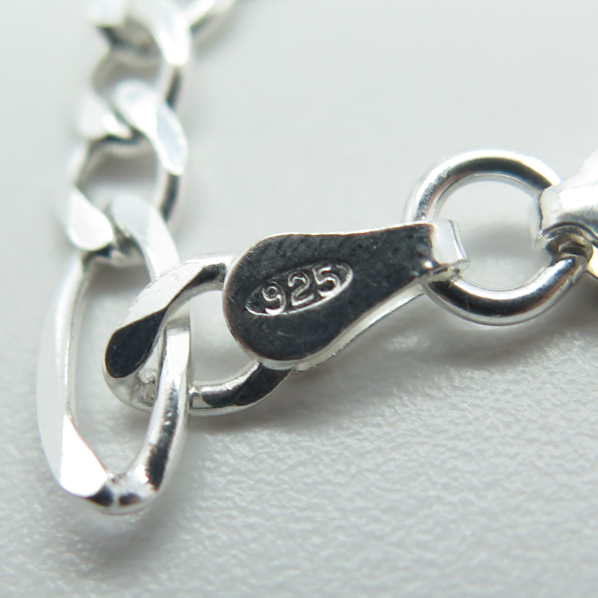 HAN 925 Sterling Silver Italy Figaro Link Bracelet 7.25"