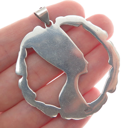 800 Silver Vintage Nefertiti Egyptian Pharaoh Charm Pendant