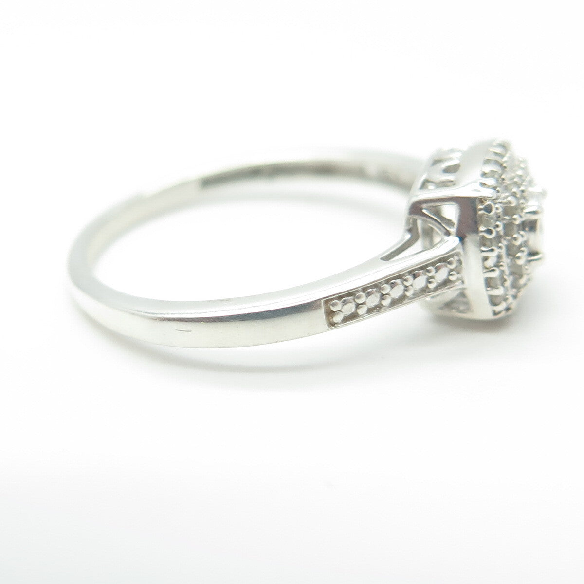 SK9 Allure Gems 925 Sterling Silver Real Round Diamond Engagement Ring Size 6.75