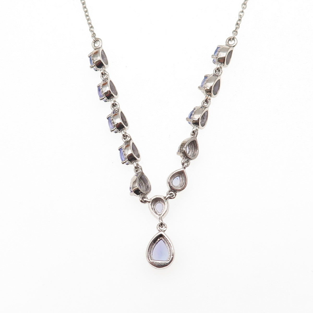 D'Joy 925 Sterling Silver Real Tanzanite Cable Chain Necklace 20"