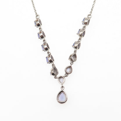 D'Joy 925 Sterling Silver Real Tanzanite Cable Chain Necklace 20"