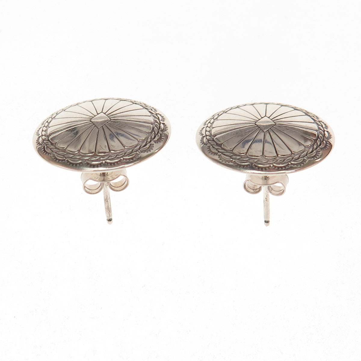 Old Pawn 925 Sterling Silver Vintage Southwestern Concho Tribal Earrings