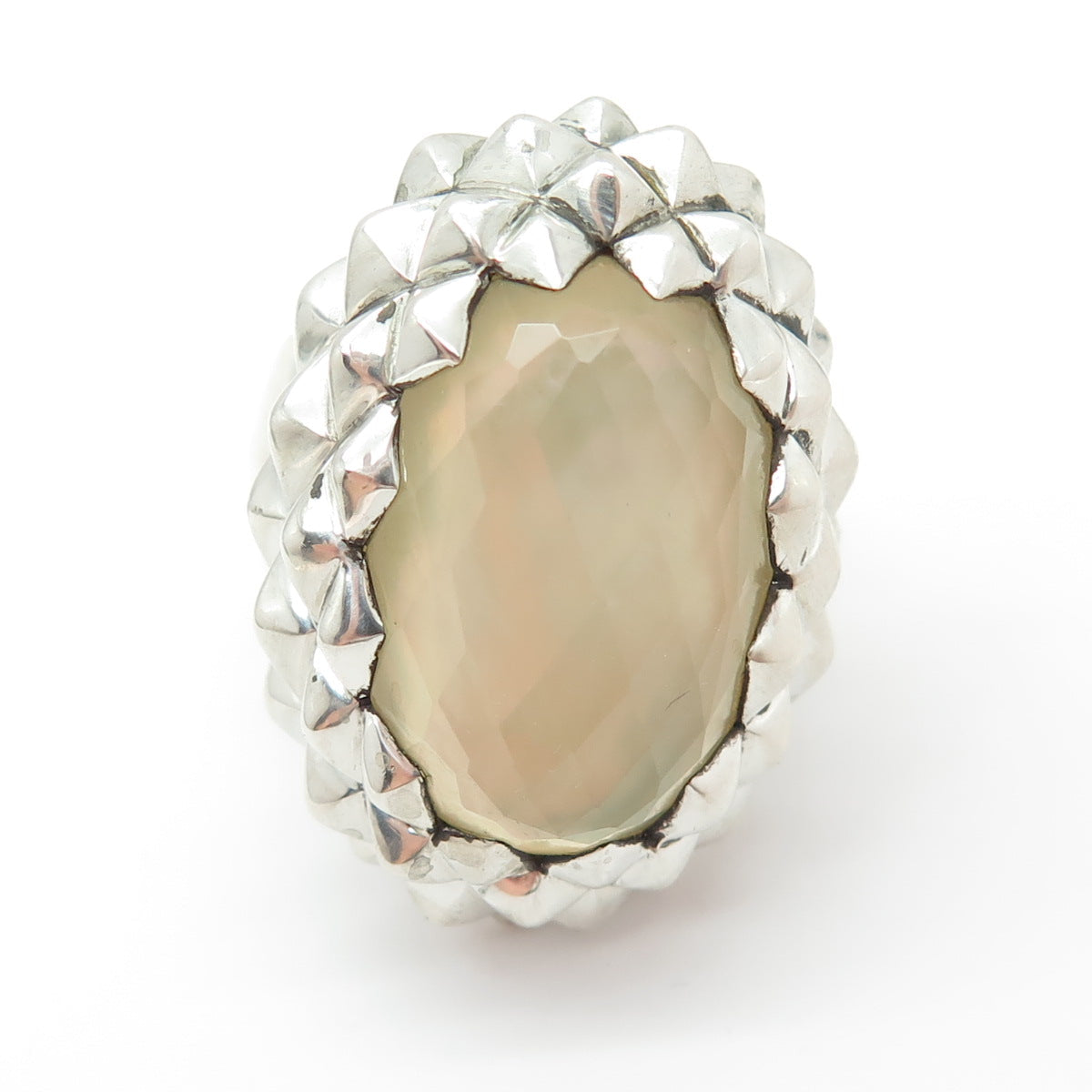 STEPHEN WEBSTER 925 Sterling Silver Mother-of-Pearl Superstud Ring Size 7.25