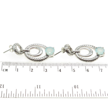 925 Sterling Silver Real Milky Aquamarine Door Knocker Earrings