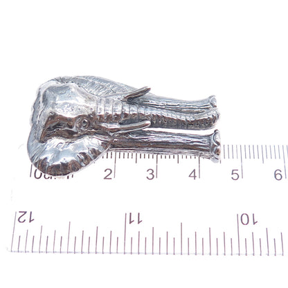MORNING SUN 925 Sterling Silver Vintage Elephant Oxidized Pin Brooch
