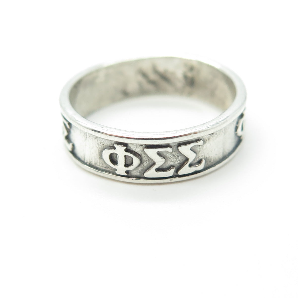 925 Sterling Silver Vintage Phi Sigma Sigma Band Ring Size 5.25